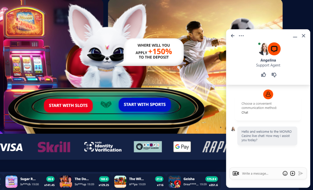 If your online casino deposit doesn’t go through, contact support